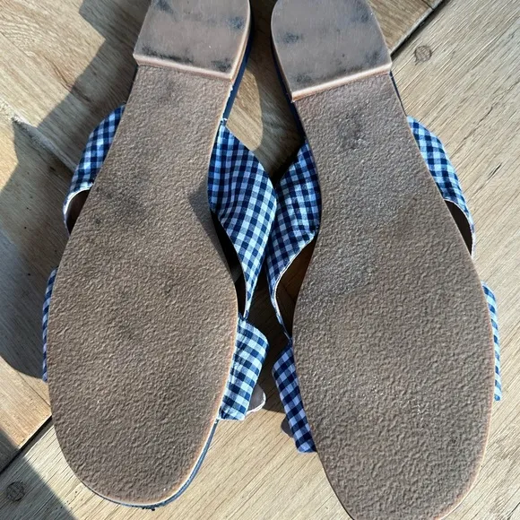 ✨ Gently Loved Jack Rogers Gingham Midnight Cross Band Bow Sandals ✨