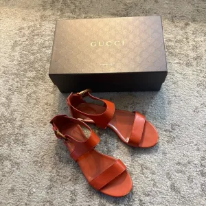 💯 GUCCI Women’s Stylish Orange Sandals /w Original Box Size 38