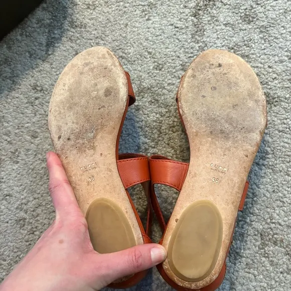 💯 GUCCI Women’s Stylish Orange Sandals /w Original Box Size 38