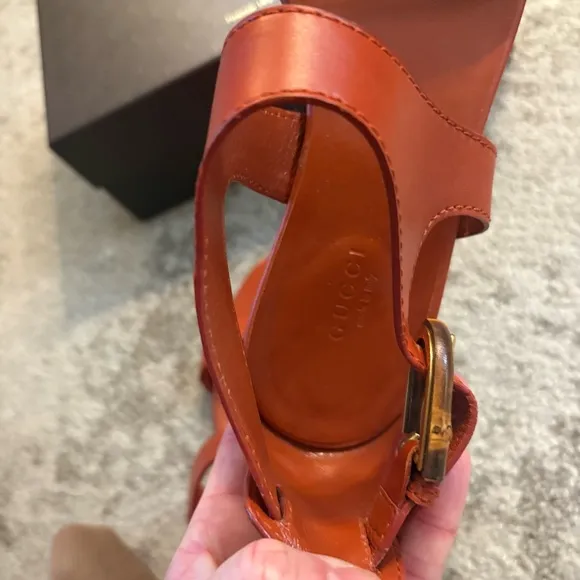 💯 GUCCI Women’s Stylish Orange Sandals /w Original Box Size 38