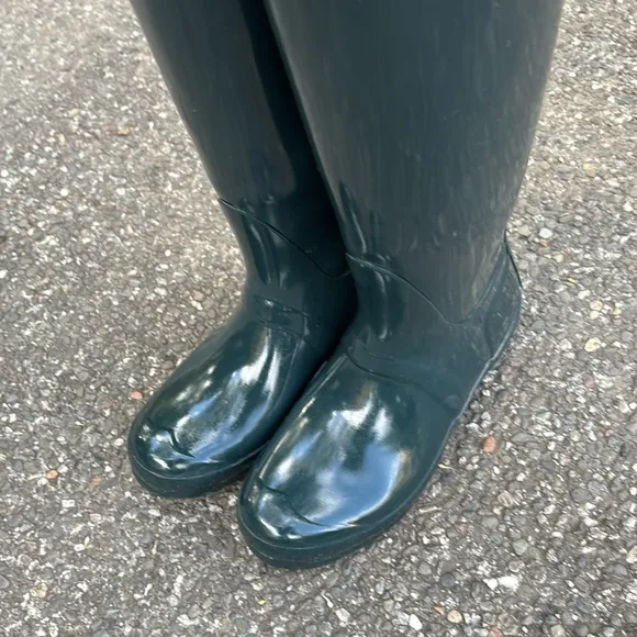 ⭐️ Hunter Ocean Green Blue Tall Gloss Wellies Boots w/ Box US 6 EU 37