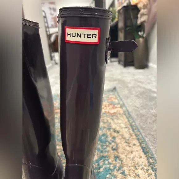✨ HUNTER WOMEN'S ORIGINAL TALL GLOSS RAIN BOOT Purple | worn 3x | size 8