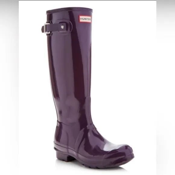 ✨ HUNTER WOMEN'S ORIGINAL TALL GLOSS RAIN BOOT Purple | worn 3x | size 8