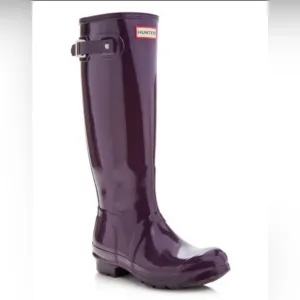✨ HUNTER WOMEN'S ORIGINAL TALL GLOSS RAIN BOOT Purple | worn 3x | size 8