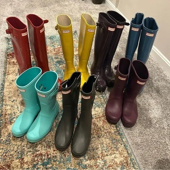 ✨ HUNTER WOMEN'S ORIGINAL TALL GLOSS RAIN BOOT Purple | worn 3x | size 8