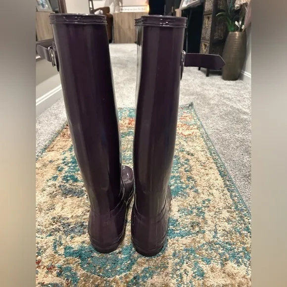 ✨ HUNTER WOMEN'S ORIGINAL TALL GLOSS RAIN BOOT Purple | worn 3x | size 8