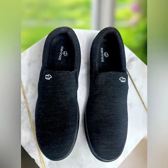 🔥🔥 Merinos Black Wool Slip-on shoes sneakers size 10