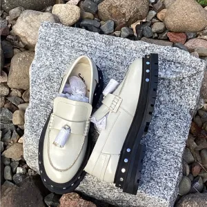 🐾  Platform STUDDED SHOES Free People  Teagan Tassle IVORY PATENT Sz 9