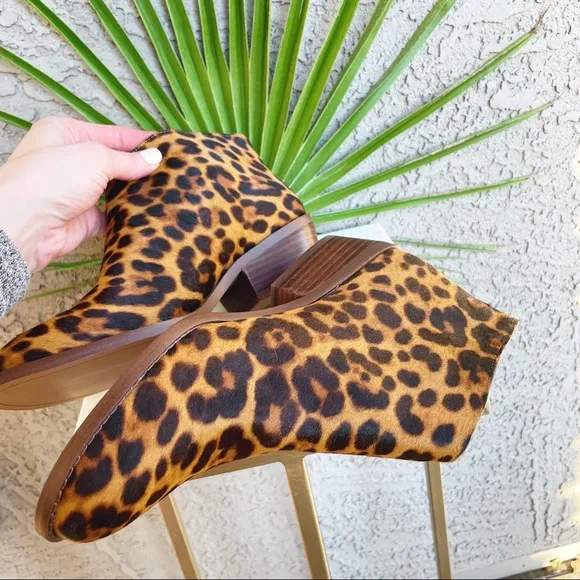 1. STATE NWOT Leopard Calf Hair Rosita Booties Leather Ankle Boots Sz 8