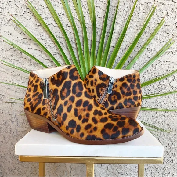 1. STATE NWOT Leopard Calf Hair Rosita Booties Leather Ankle Boots Sz 8