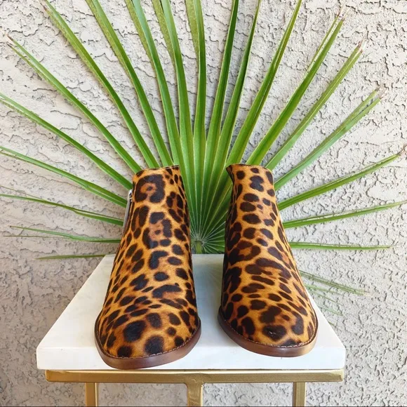 1. STATE NWOT Leopard Calf Hair Rosita Booties Leather Ankle Boots Sz 8