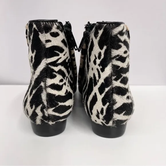 10‎ Crosby Derek Lam Boots Ankle Booties NEW $395 Calf Hair Black Beige 7 1/2 M