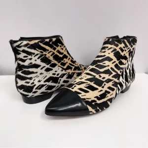 10‎ Crosby Derek Lam Boots Ankle Booties NEW $395 Calf Hair Black Beige 7 1/2 M