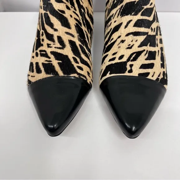 10‎ Crosby Derek Lam Boots Ankle Booties NEW $395 Calf Hair Black Beige 7 1/2 M