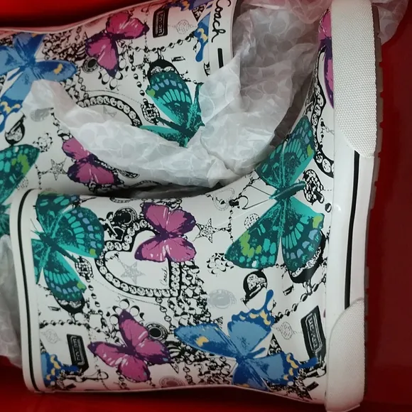 #11 N COACH Ursula Jewel Butterfly Rainboots. NIB = NWT