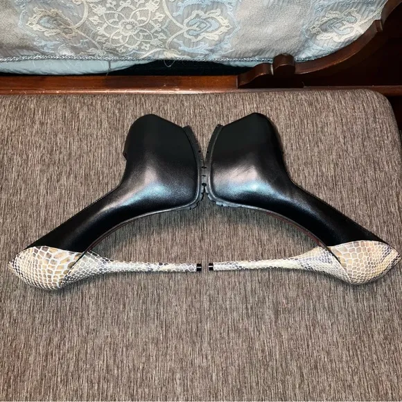 1969 Heels PUMPS Ultra High PLATFORM Black / Snakeskin - Sz 9 (EU 39) ITALY New!