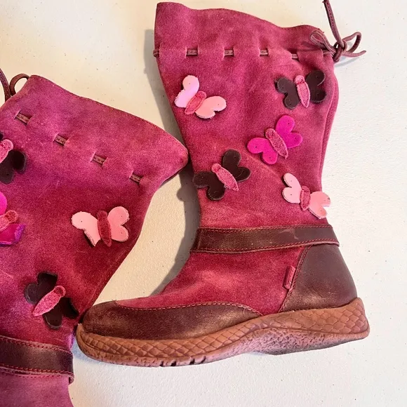 2 pair BEAUTIFUL VINTAGE Primigi Suede Boots with Butterfly Appliqués EU25