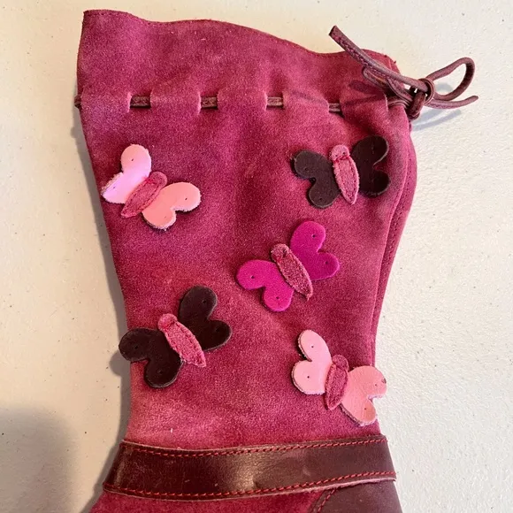 2 pair BEAUTIFUL VINTAGE Primigi Suede Boots with Butterfly Appliqués EU25