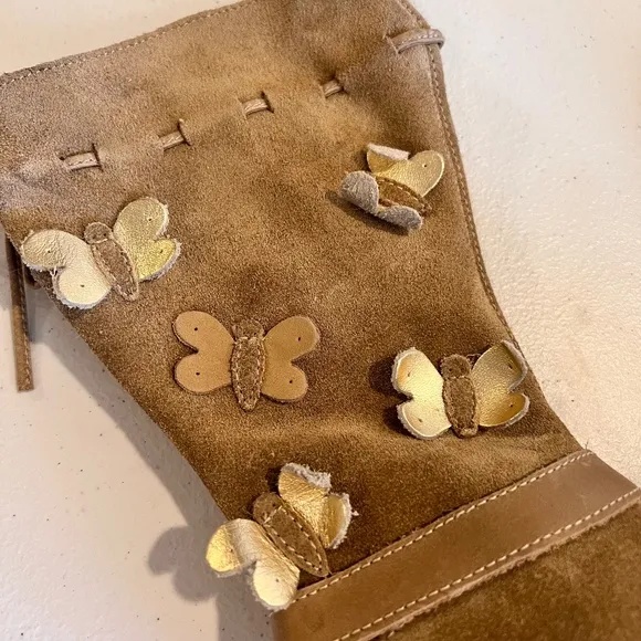 2 pair BEAUTIFUL VINTAGE Primigi Suede Boots with Butterfly Appliqués EU25