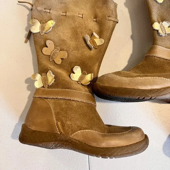 2 pair BEAUTIFUL VINTAGE Primigi Suede Boots with Butterfly Appliqués EU25