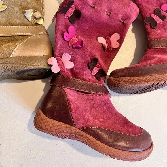 2 pair BEAUTIFUL VINTAGE Primigi Suede Boots with Butterfly Appliqués EU25