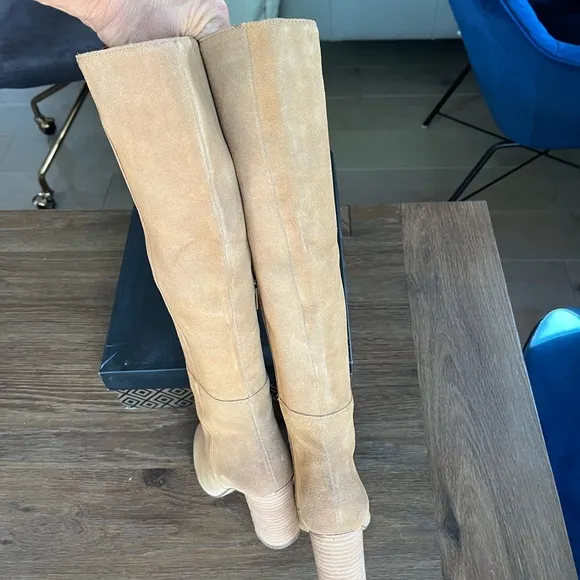 $229 New Charles David Bulletin Suede Leather Tall Knee High Lace Up 6.5 …