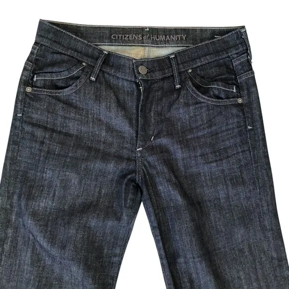 $238 CITIZENS OF HUMANITY Hutton Mid-Rise Wide Leg Dark Wash Jean Sz 28