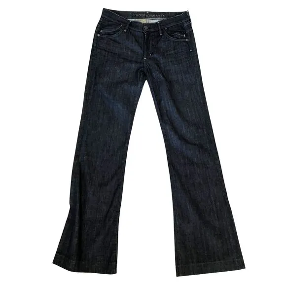 $238 CITIZENS OF HUMANITY Hutton Mid-Rise Wide Leg Dark Wash Jean Sz 28