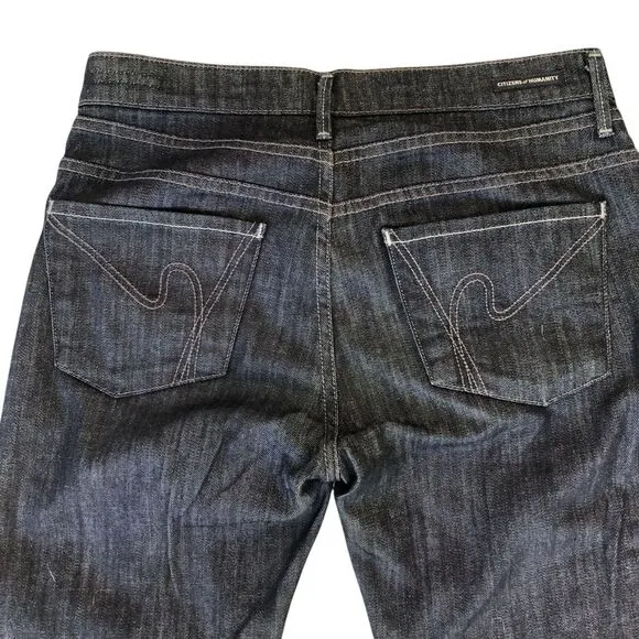 $238 CITIZENS OF HUMANITY Hutton Mid-Rise Wide Leg Dark Wash Jean Sz 28
