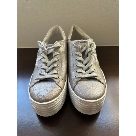 2Star Women's Platform Shoes Lace Up Star Patches Size EU 40 Metallic Gray Italy