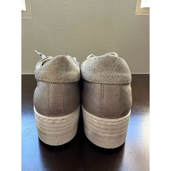 2Star Women's Platform Shoes Lace Up Star Patches Size EU 40 Metallic Gray Italy