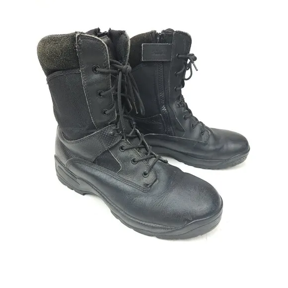 511 Atac Black Leather Tactical Series 8&quot; Military Work Boots Side Zip Mens 14
