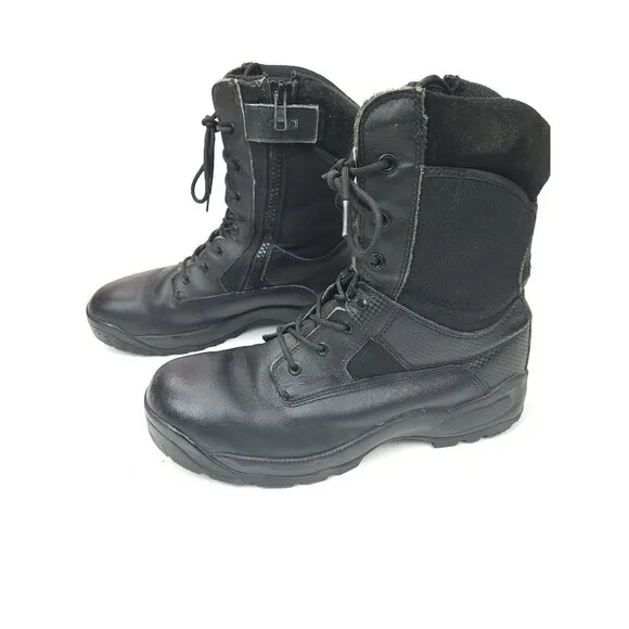 511 Atac Black Leather Tactical Series 8&quot; Military Work Boots Side Zip Mens 14