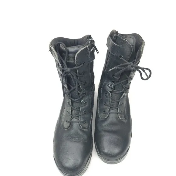 511 Atac Black Leather Tactical Series 8&quot; Military Work Boots Side Zip Mens 14