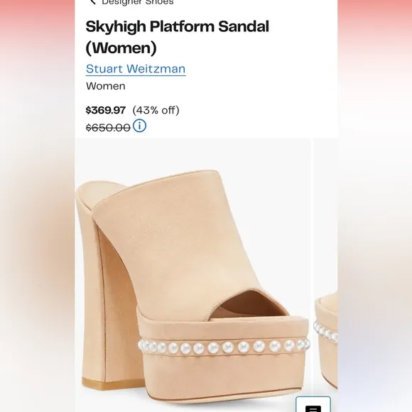 $695 Stuart Weitzman Skyhigh 145 Womens Suede Pearl Embellished Platform Heels
