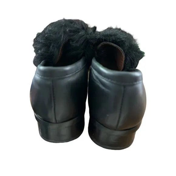 8 (38) Acne Studios Black Statement Shoes Fur Trim Lug Sole Slip On Loafers