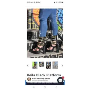 9-9.5 Nelly Bernal Black Keila Strappy Platform Stiletto High Heel Shoes Boots