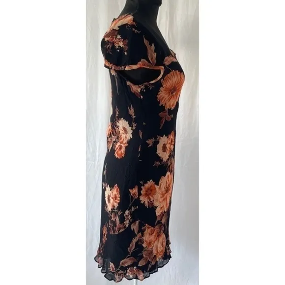90’s Vintage ‘American Angel’ Black Floral Bias Cut Dress