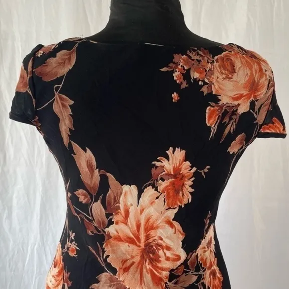 90’s Vintage ‘American Angel’ Black Floral Bias Cut Dress