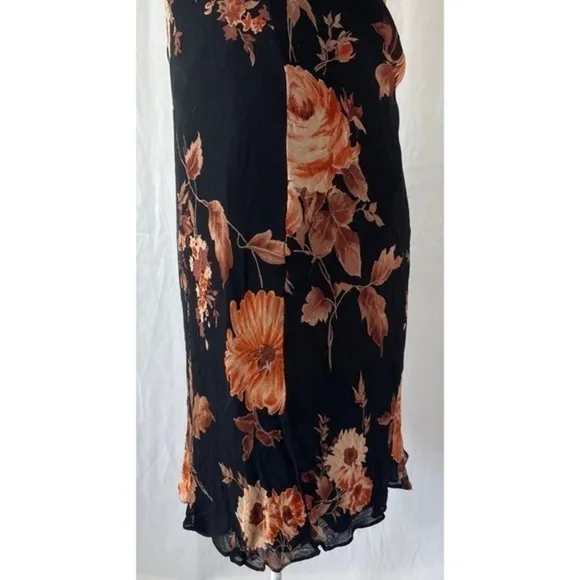 90’s Vintage ‘American Angel’ Black Floral Bias Cut Dress