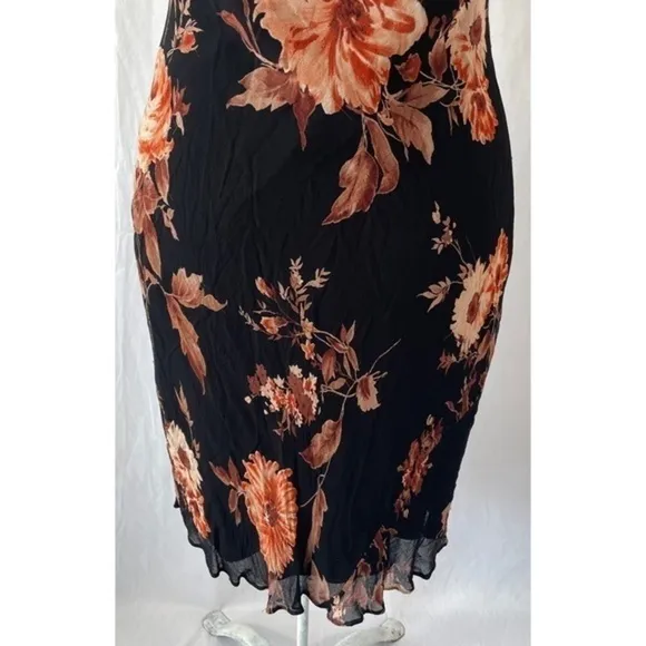 90’s Vintage ‘American Angel’ Black Floral Bias Cut Dress