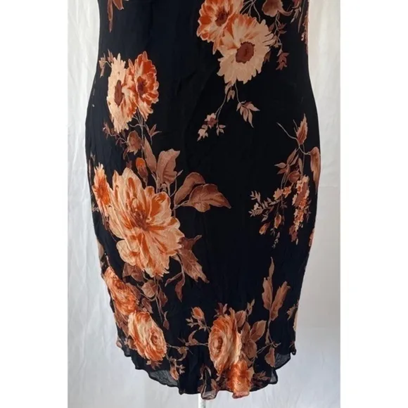 90’s Vintage ‘American Angel’ Black Floral Bias Cut Dress