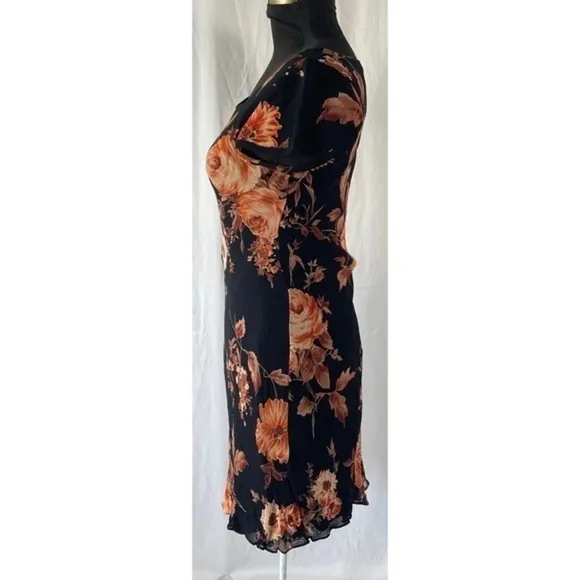 90’s Vintage ‘American Angel’ Black Floral Bias Cut Dress