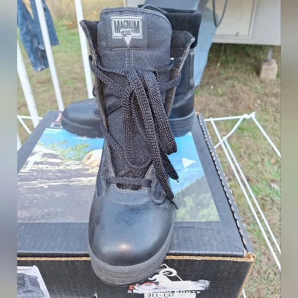 A pair of Rocky Magnum black leather work boots. Mens size 7.5. EUC.