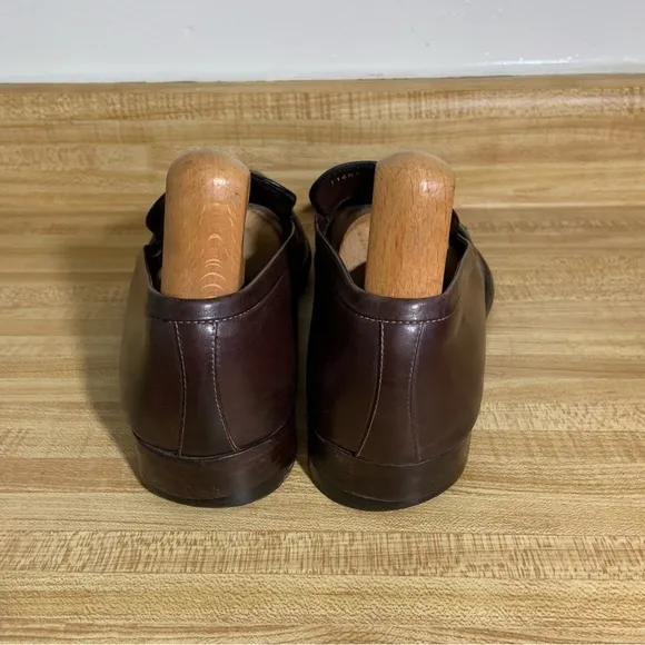 a. Testoni Brown Leather Split Toe Loafers Shoes 9