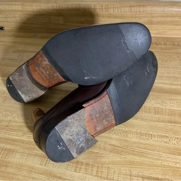 a. Testoni Brown Leather Split Toe Loafers Shoes 9