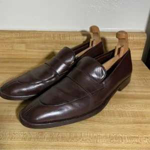 a. Testoni Brown Leather Split Toe Loafers Shoes 9