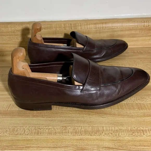 a. Testoni Brown Leather Split Toe Loafers Shoes 9