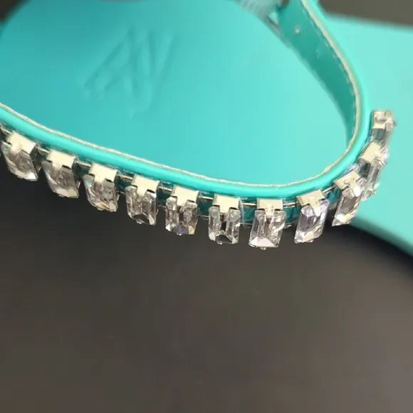 AAJ By Aminah Elegant Turquoise Sandals with Rhinestone Detailing