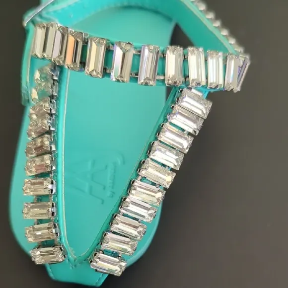 AAJ By Aminah Elegant Turquoise Sandals with Rhinestone Detailing